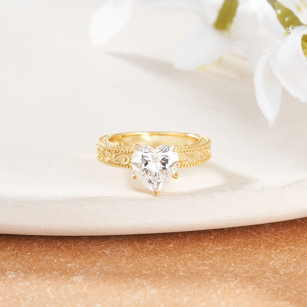 Heart Cut Diamond White 925 Sterling Silver Vintage Engagement Ring