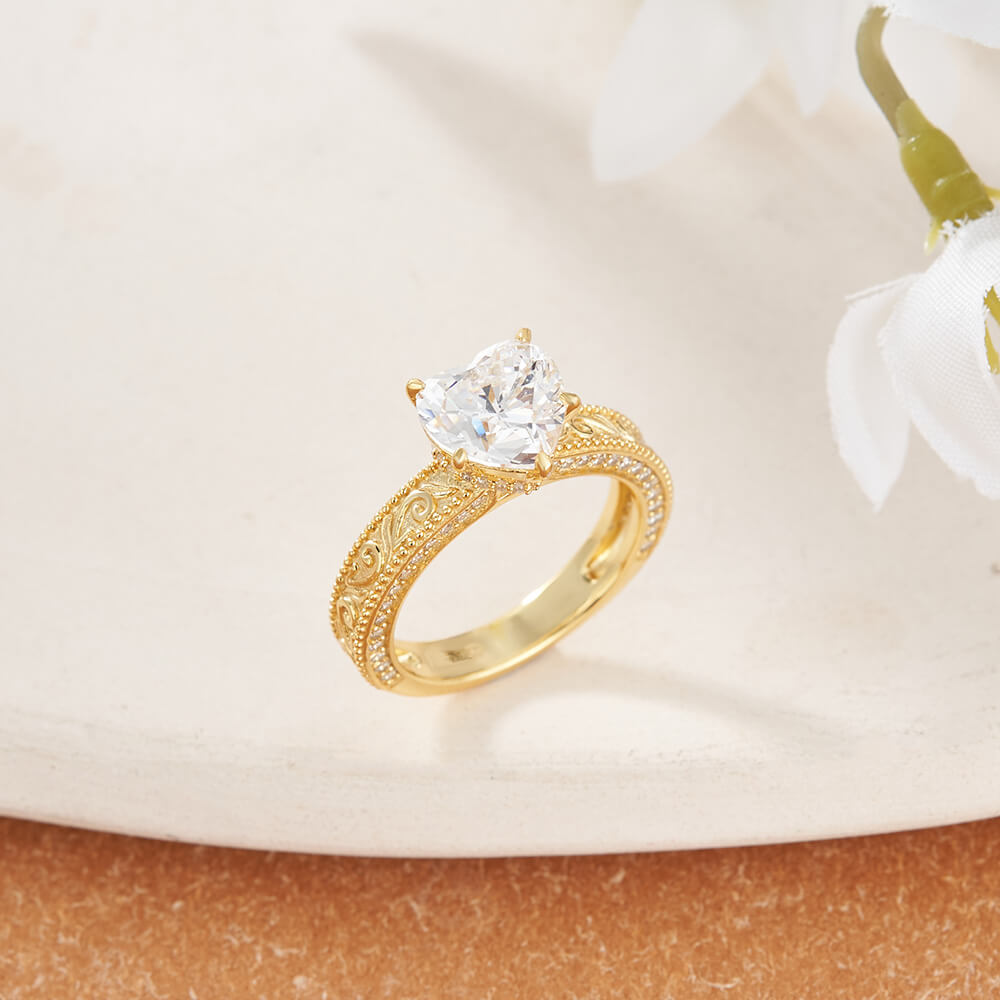 Heart Cut Diamond White 925 Sterling Silver Vintage Engagement Ring