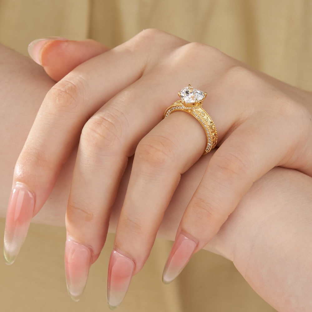 Heart Cut Diamond White 925 Sterling Silver Vintage Engagement Ring
