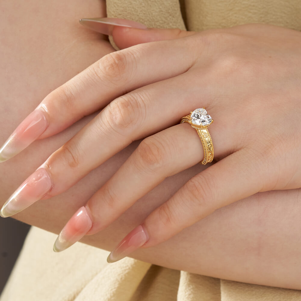 Heart Cut Diamond White 925 Sterling Silver Vintage Engagement Ring