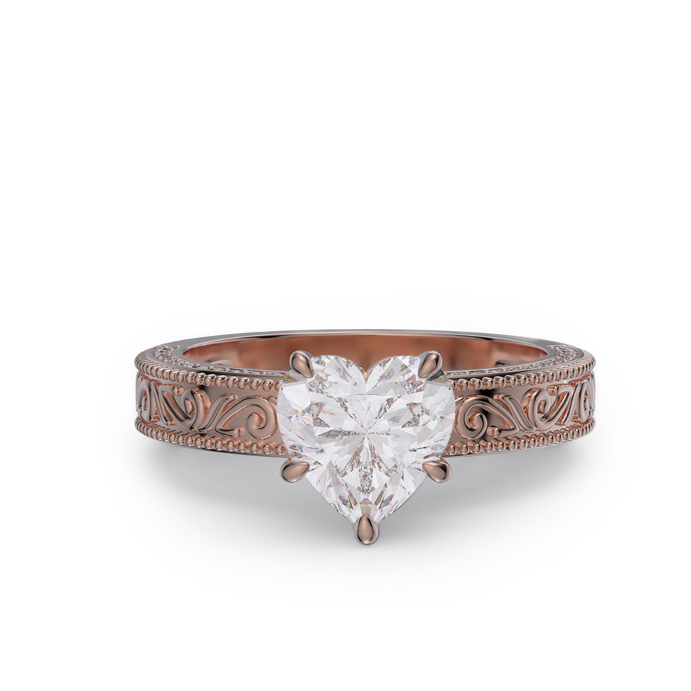 Heart Cut Diamond White 925 Sterling Silver Vintage Engagement Ring