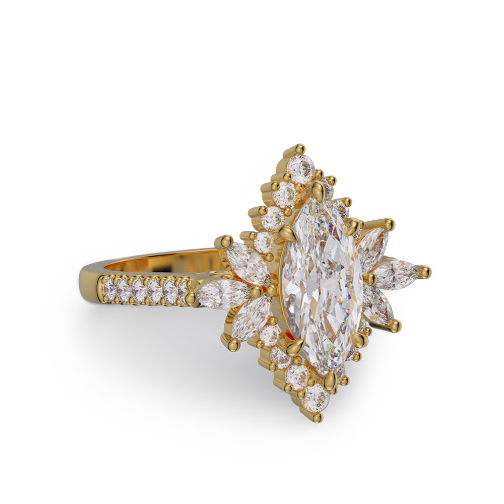 Marquise Cut Diamond White 925 Sterling Silver Halo Engagement Ring