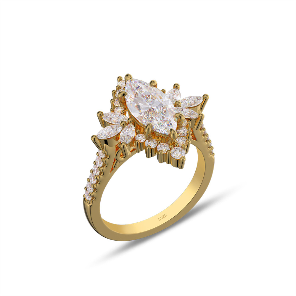 Marquise Cut Diamond White 925 Sterling Silver Halo Engagement Ring