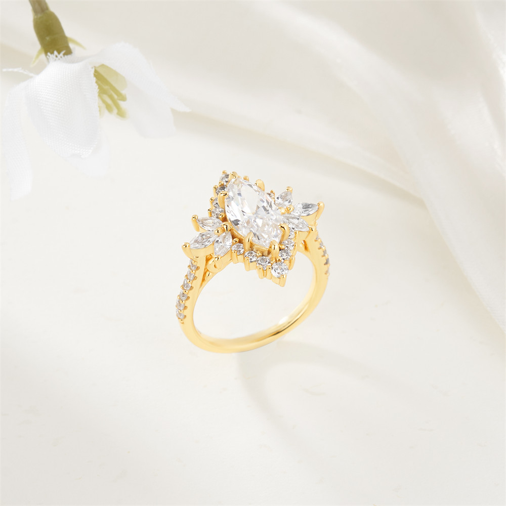 Marquise Cut Diamond White 925 Sterling Silver Halo Engagement Ring