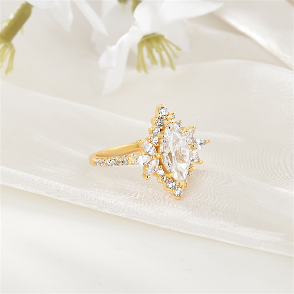 Marquise Cut Diamond White 925 Sterling Silver Halo Engagement Ring