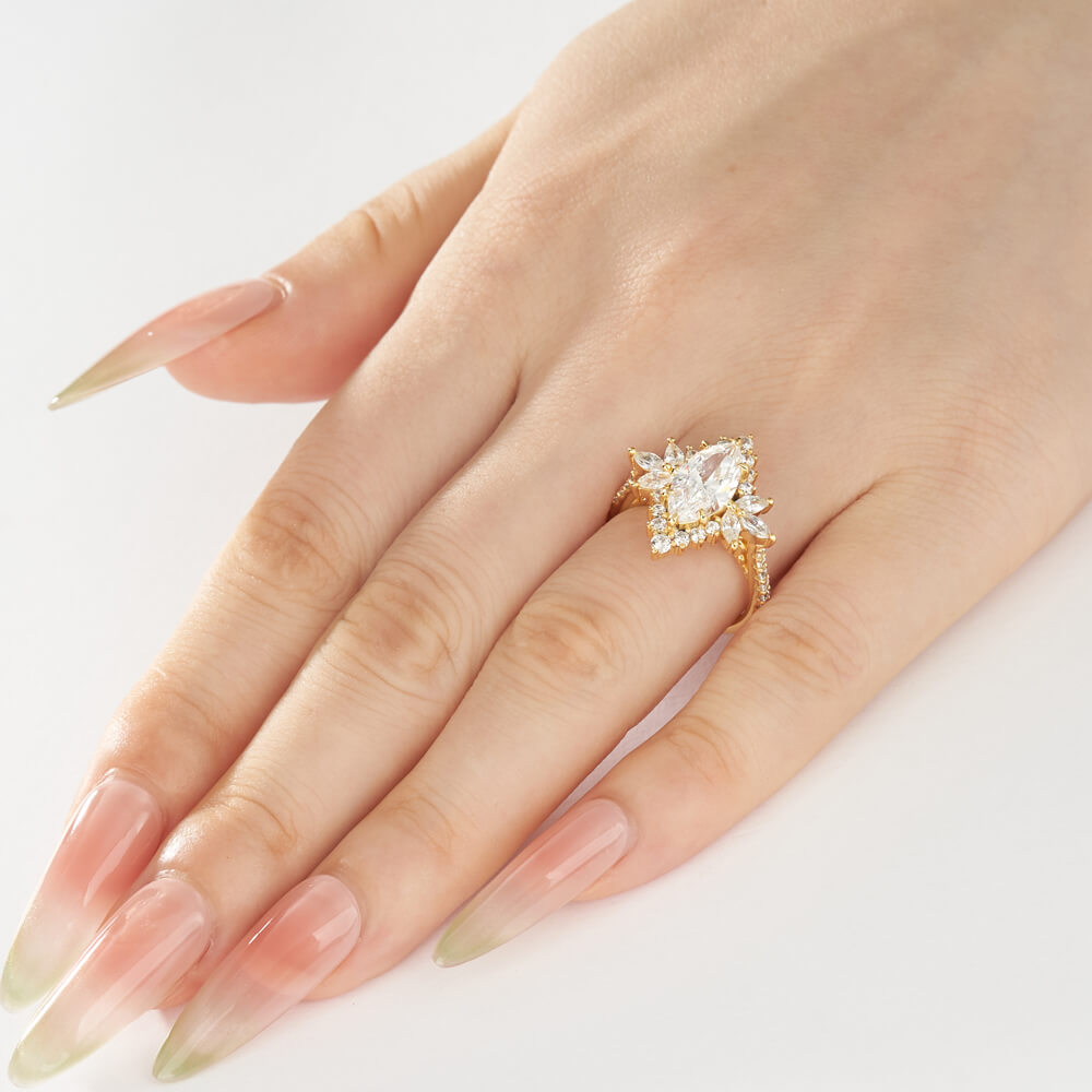 Marquise Cut Diamond White 925 Sterling Silver Halo Engagement Ring