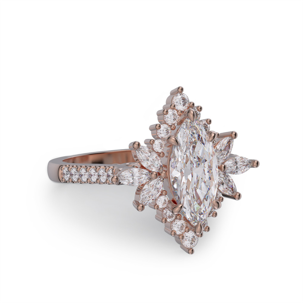 Marquise Cut Diamond White 925 Sterling Silver Halo Engagement Ring