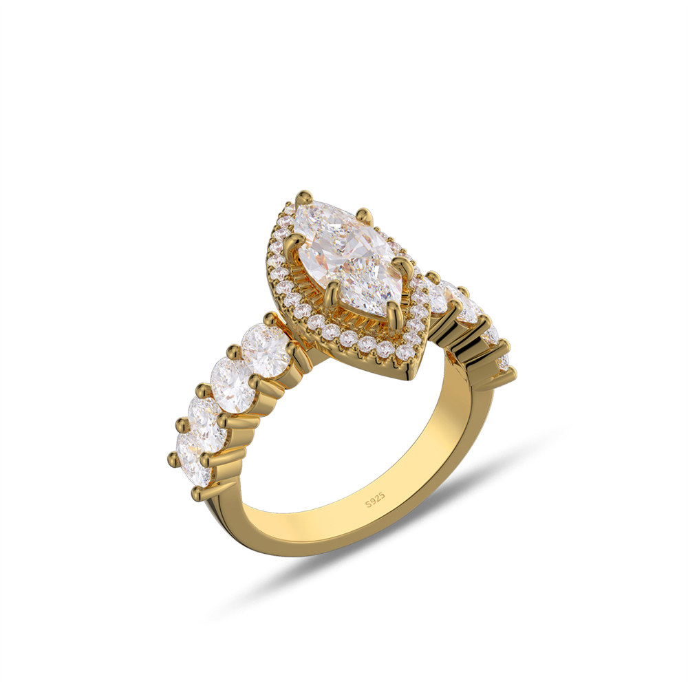 Marquise Cut Diamond White 925 Sterling Silver Halo Engagement Ring
