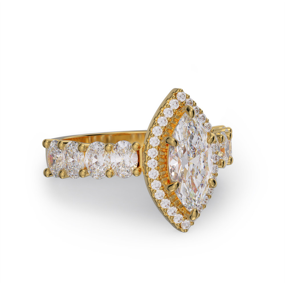 Marquise Cut Diamond White 925 Sterling Silver Halo Engagement Ring