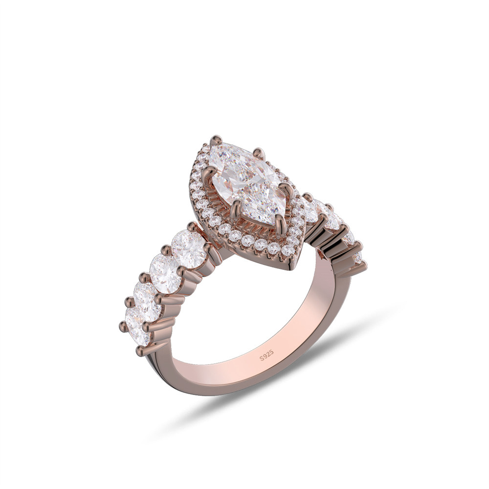 Marquise Cut Diamond White 925 Sterling Silver Halo Engagement Ring