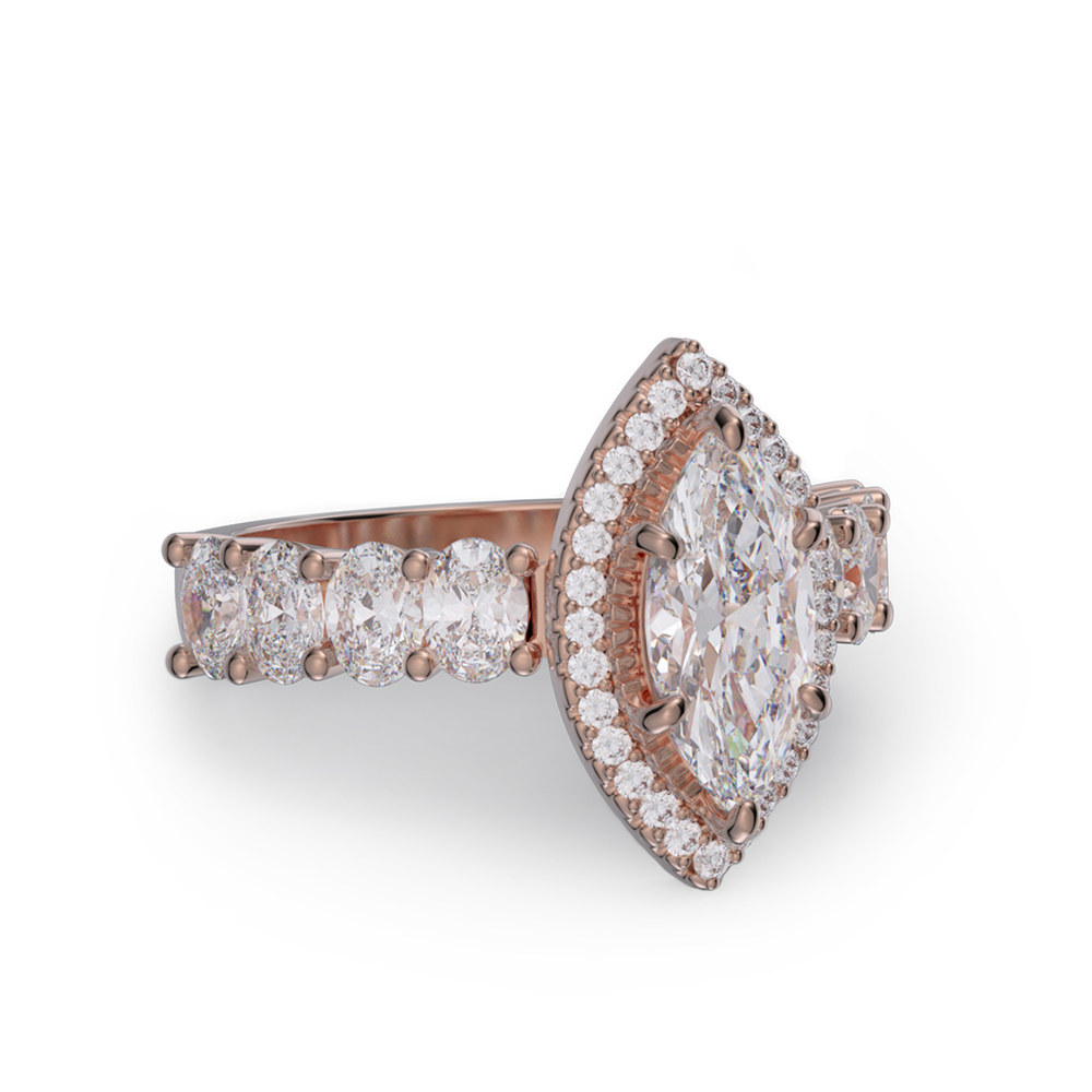 Marquise Cut Diamond White 925 Sterling Silver Halo Engagement Ring