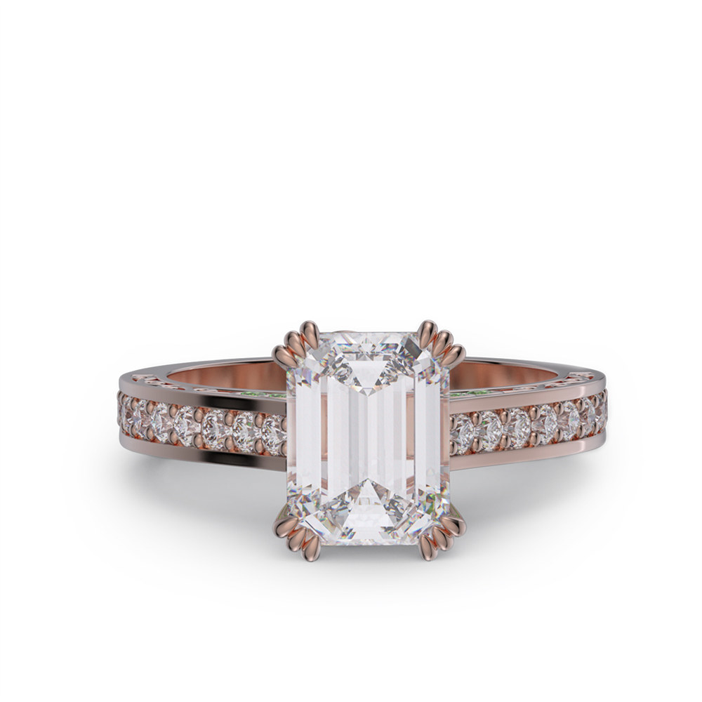 Emerald Cut Diamond White 925 Sterling Silver Solitaire Engagement Ring