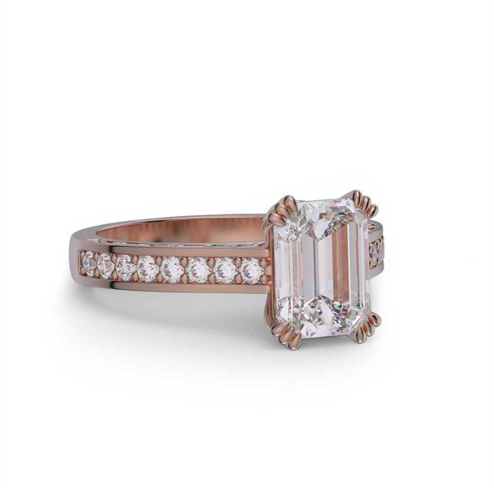 Emerald Cut Diamond White 925 Sterling Silver Solitaire Engagement Ring