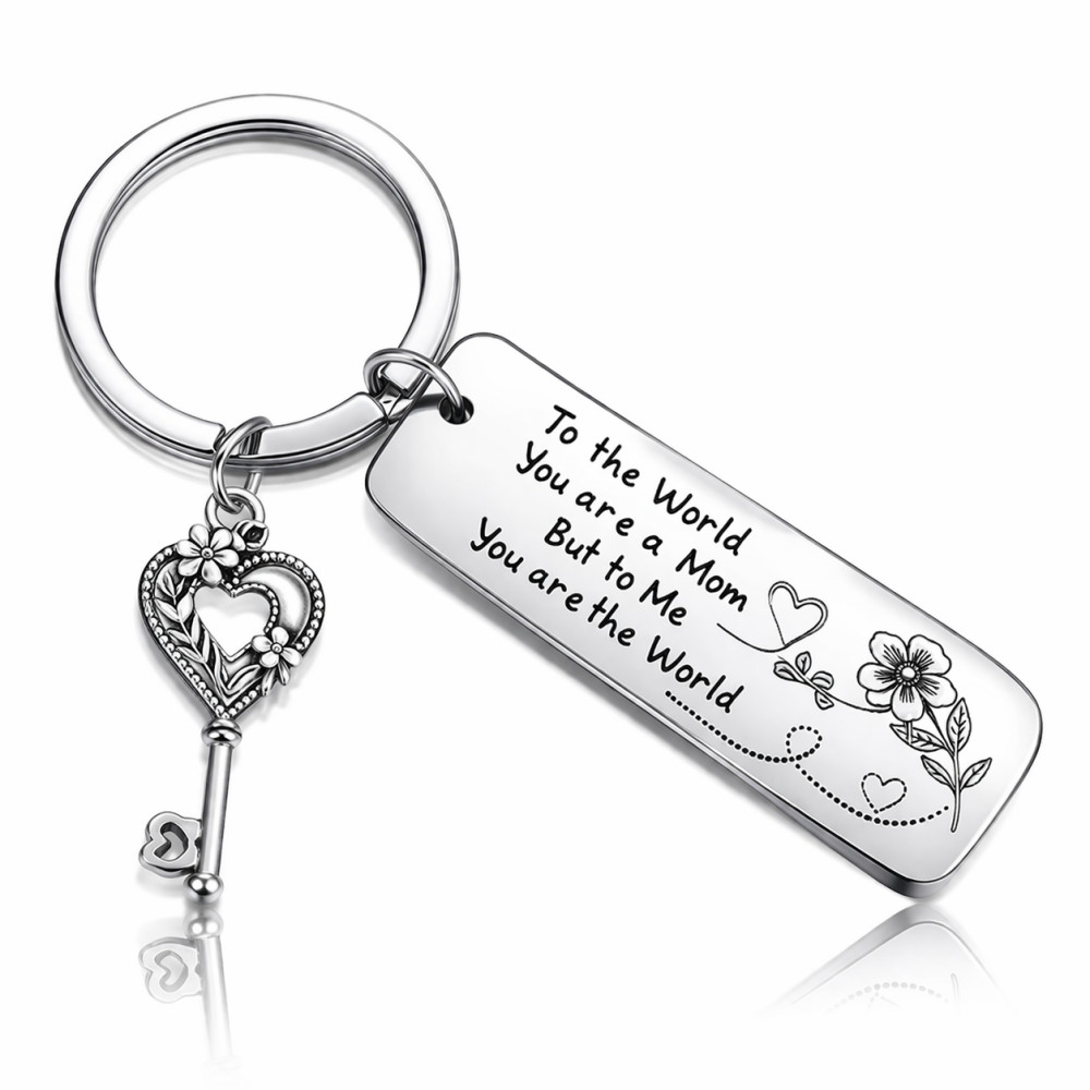 Mom Keychain Gift – Best Mom Ever Keychain,  Engraved Stainless Steel Keychain Mother’s Day Gift 