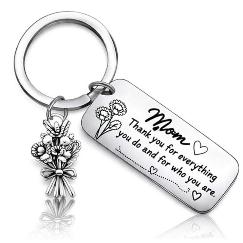 Mom Keychain Gift – Best Mom Ever Keychain,  Engraved Stainless Steel Keychain Mother’s Day Gift 