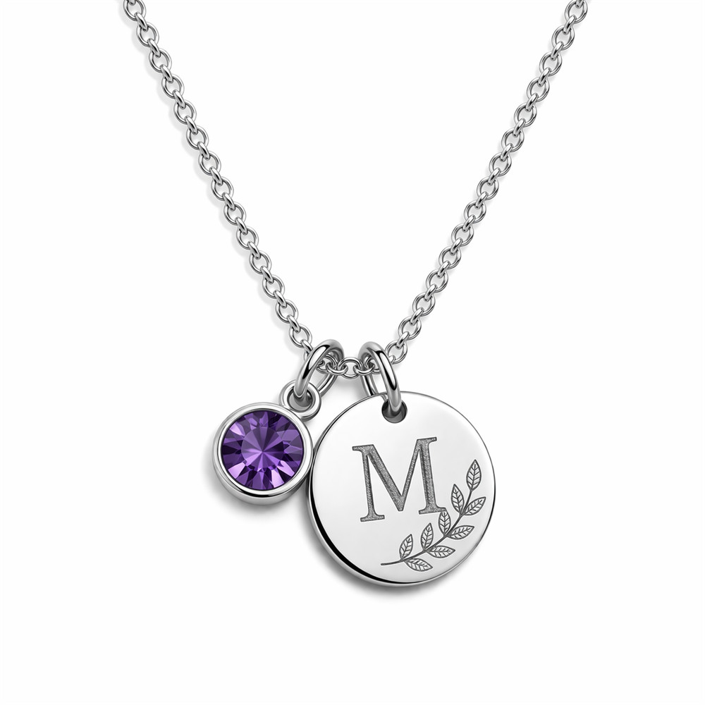 Personalized 925 Sterling Silver Initial Birthstone Necklace for Mom - Symbol of Growth & Love