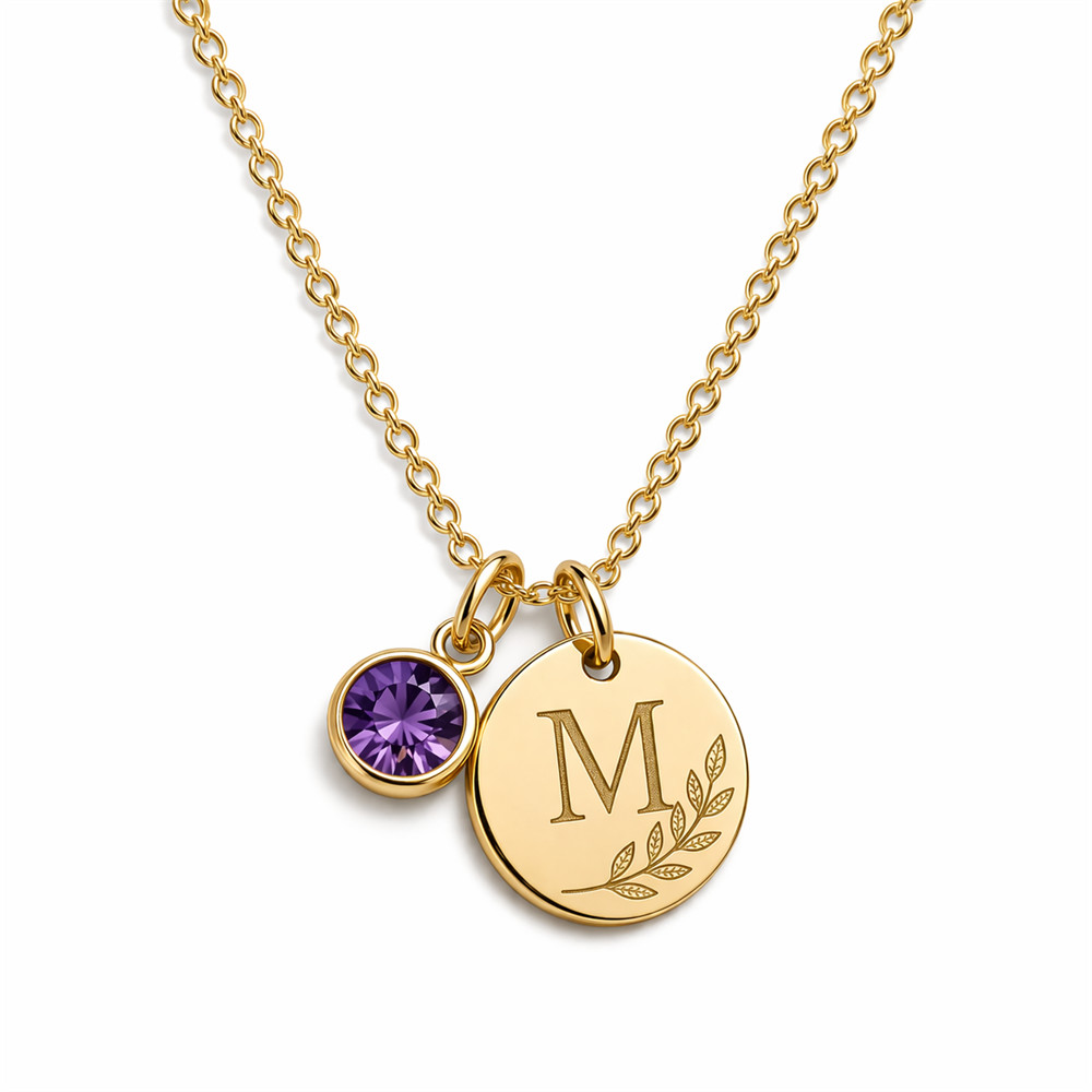 Personalized 925 Sterling Silver Initial Birthstone Necklace for Mom - Symbol of Growth & Love