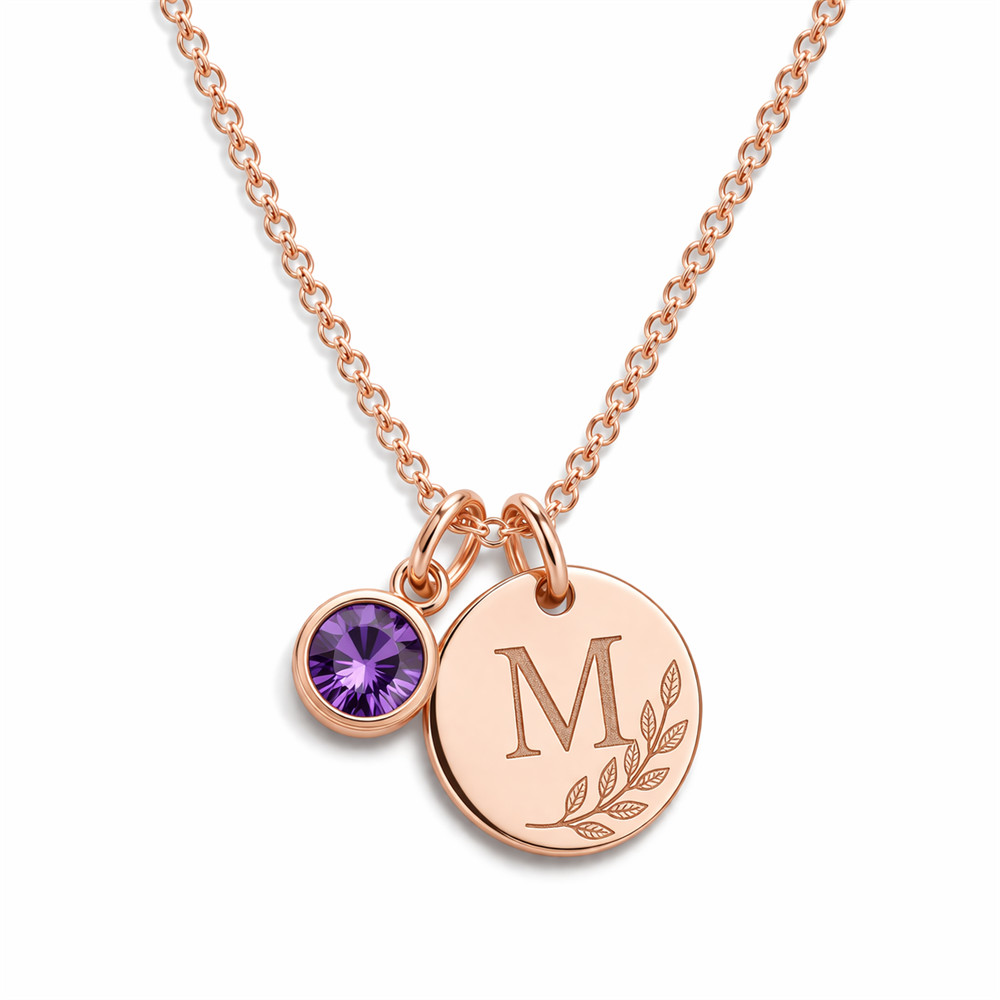 Personalized 925 Sterling Silver Initial Birthstone Necklace for Mom - Symbol of Growth & Love