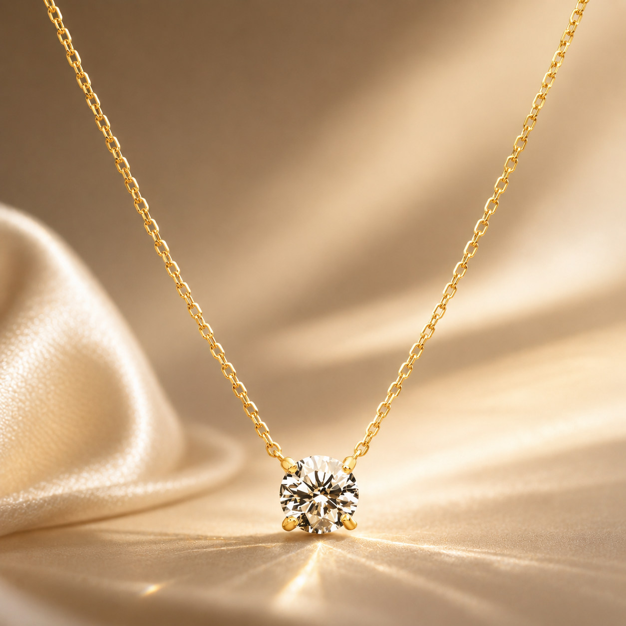 1.5 CT Round Dimond White Solitaire / Moissanite 925 Sterling Silver Necklace
