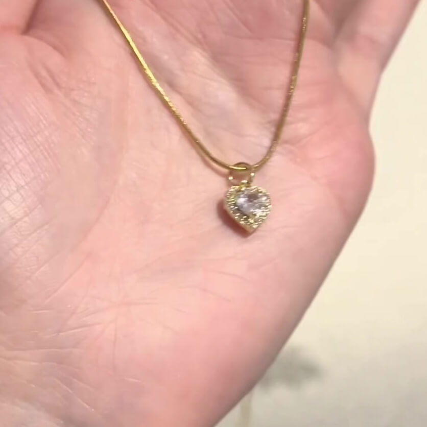 Heart Cut Diamond White Yellow Gold Sterling Silver Halo Necklace