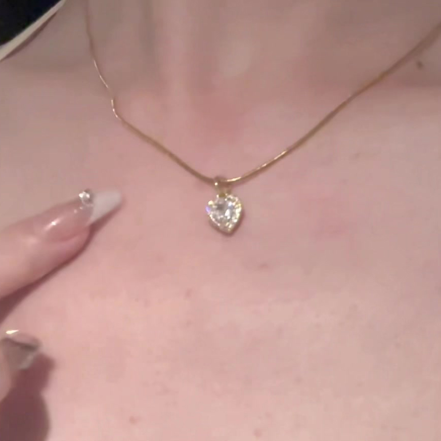 Heart Cut Diamond White Yellow Gold Sterling Silver Halo Necklace