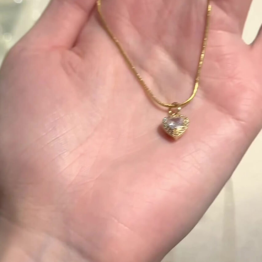 Heart Cut Diamond White Yellow Gold Sterling Silver Halo Necklace