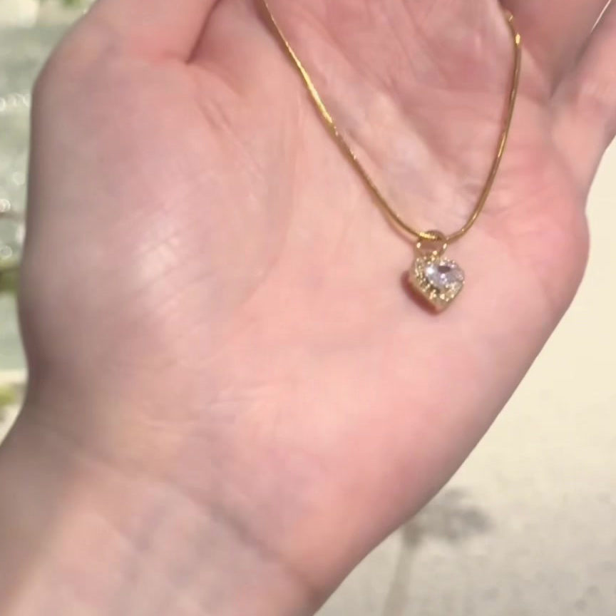 Heart Cut Diamond White Yellow Gold Sterling Silver Halo Necklace