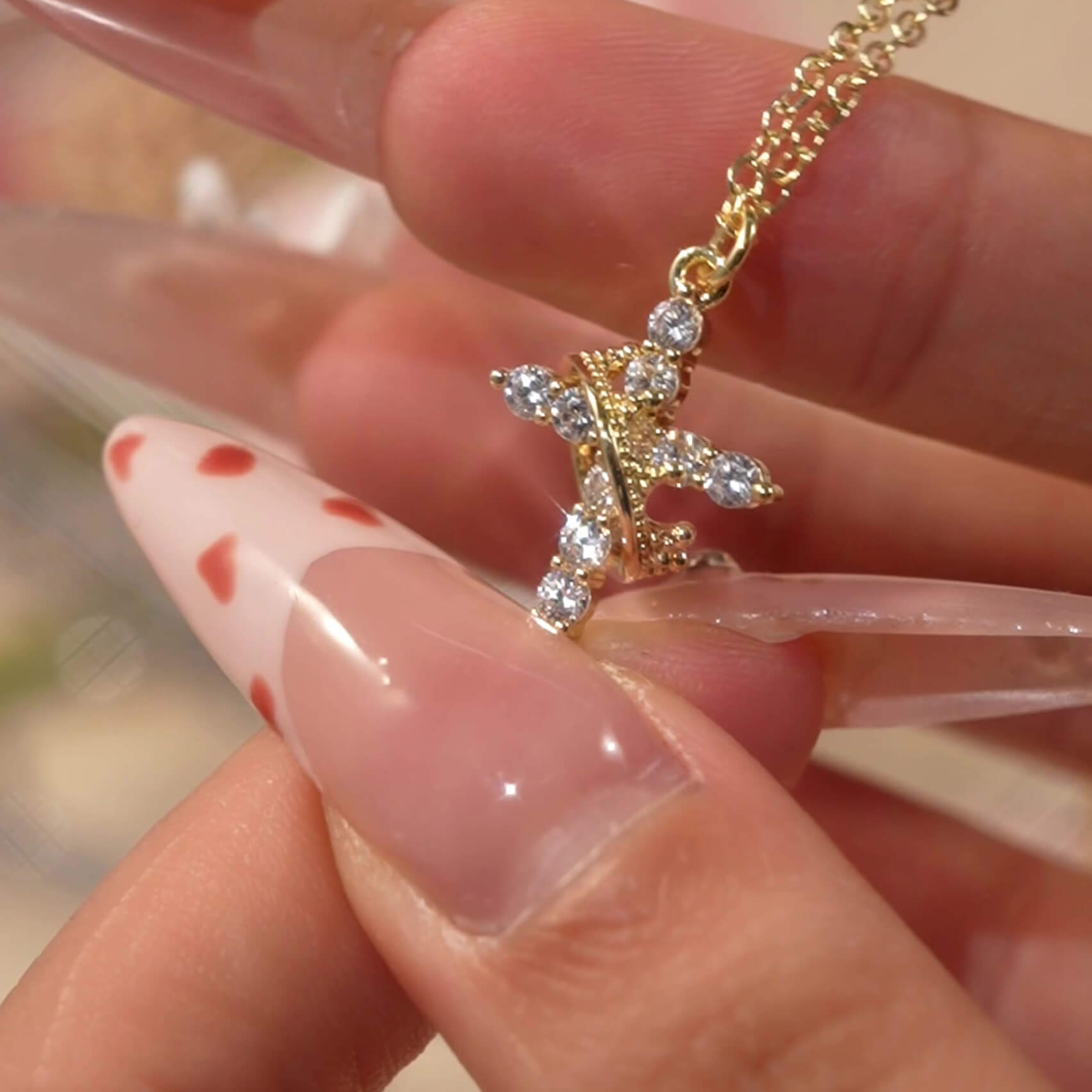 Round Cut Diamond White Gold/Silver Sterling Silver Rotating Crown Cross Necklace