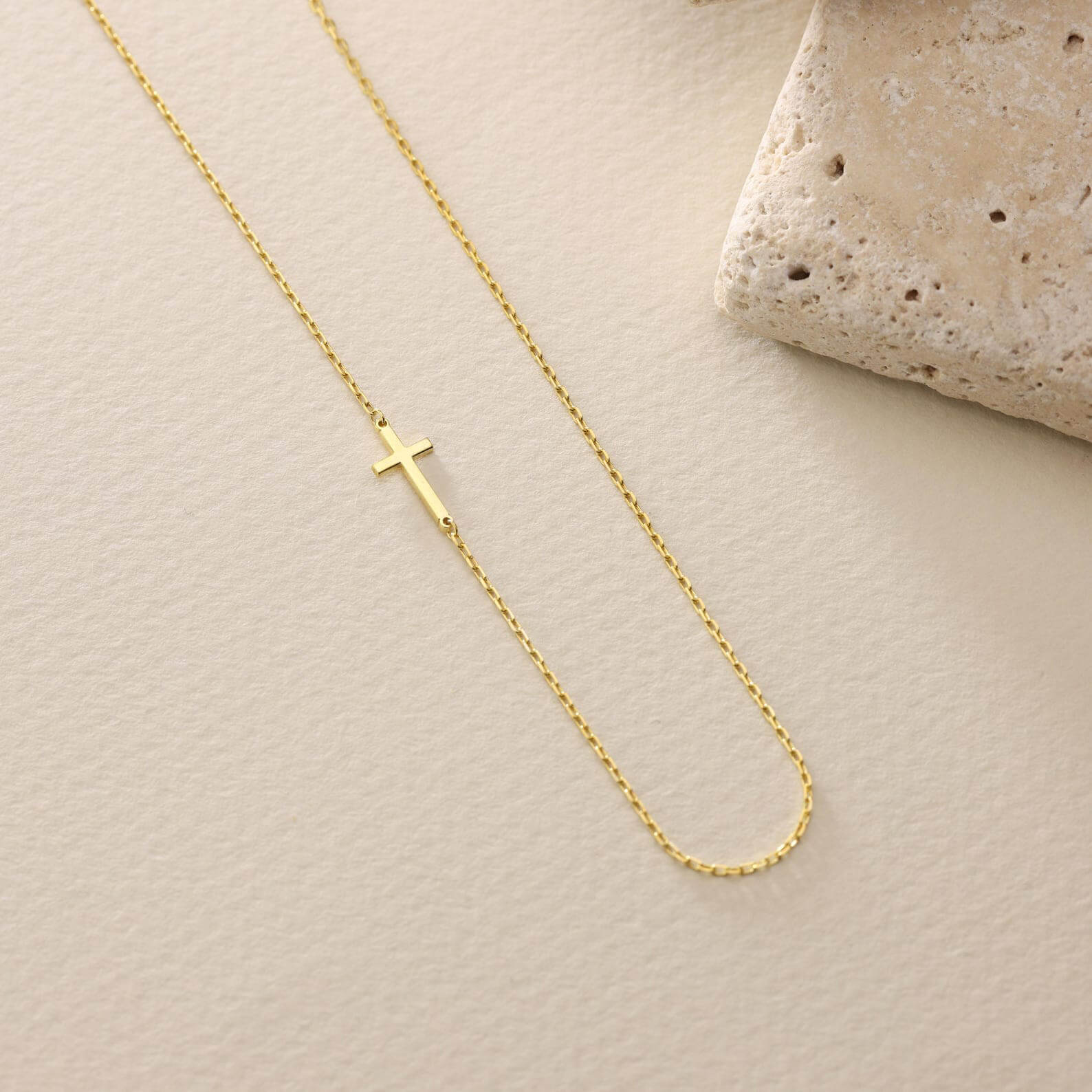 Minimalist Gold/Silver Sterling Silver Sideways Cross Necklace