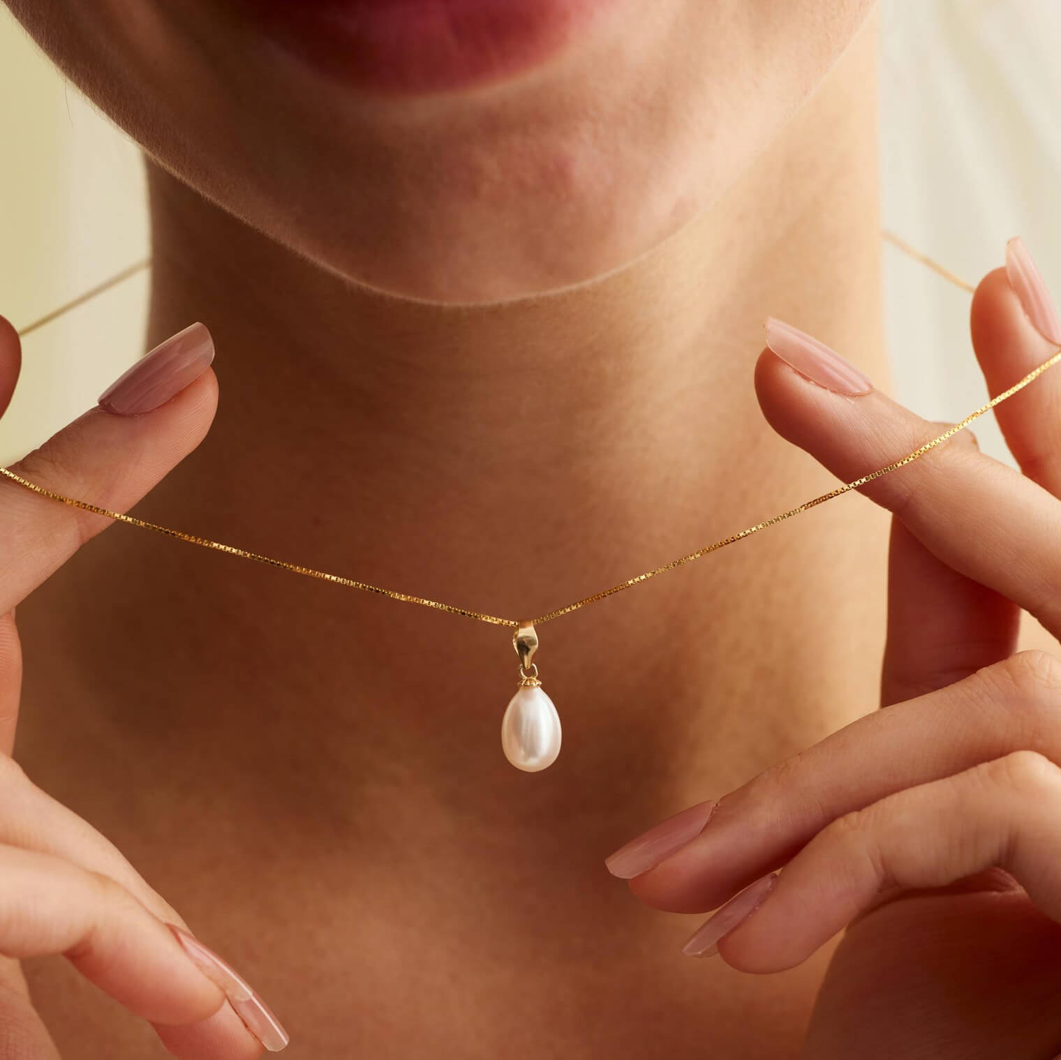 Elegant White Pearl Drop Gold/Silver Sterling Silver Necklace