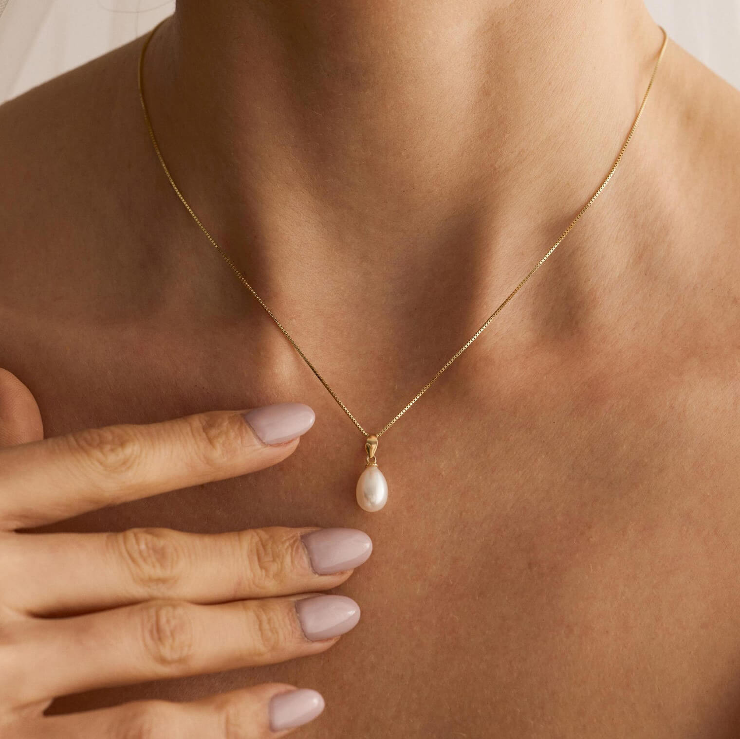 Elegant White Pearl Drop Gold/Silver Sterling Silver Necklace