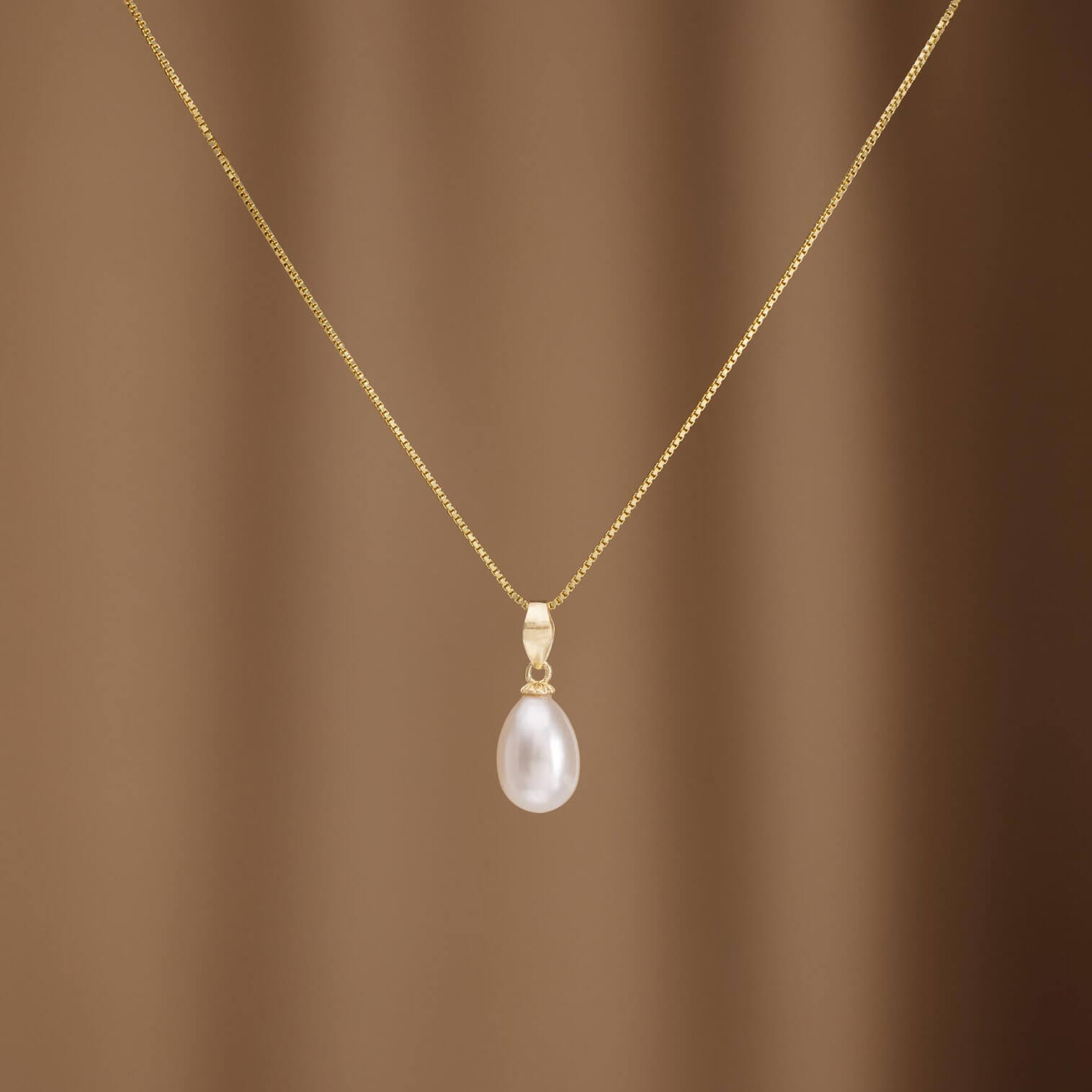 Elegant White Pearl Drop Gold/Silver Sterling Silver Necklace
