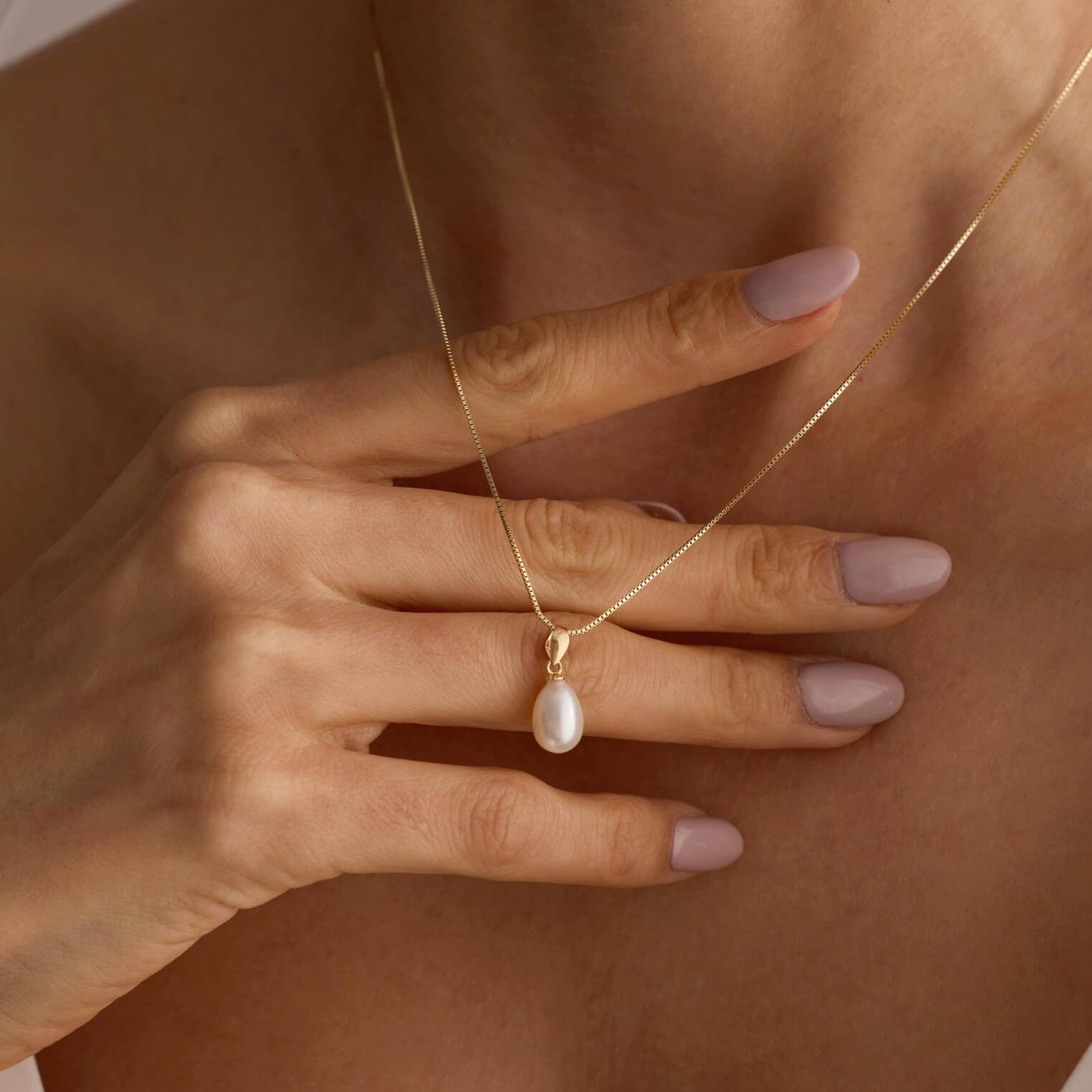 Elegant White Pearl Drop Gold/Silver Sterling Silver Necklace