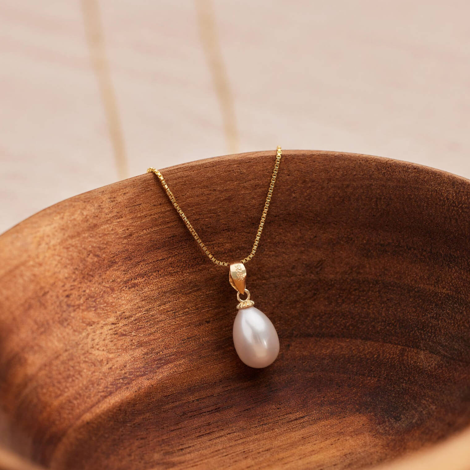 Elegant White Pearl Drop Gold/Silver Sterling Silver Necklace