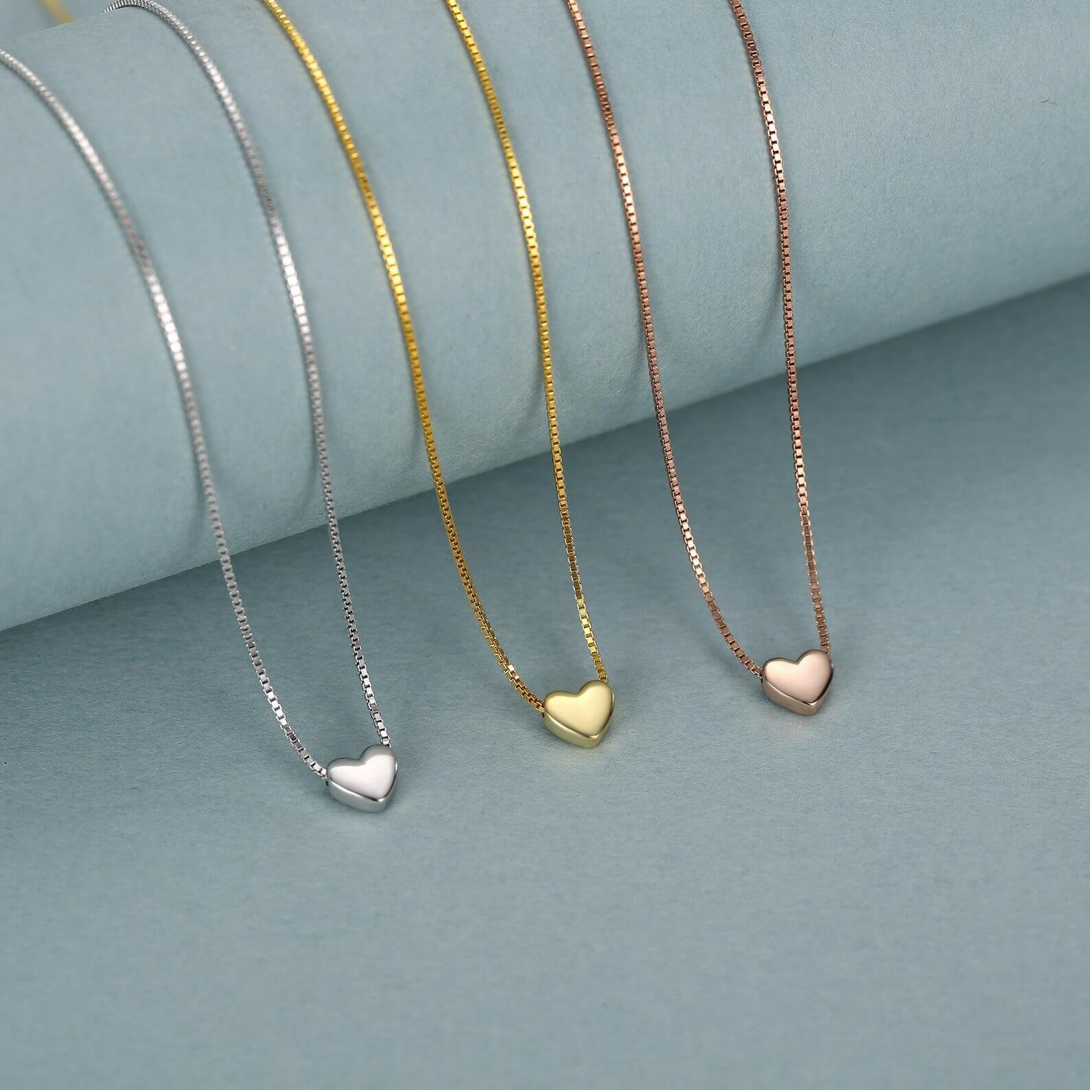 Minimalist Gold/Silver/Rose Gold Sterling Silver Heart Necklace