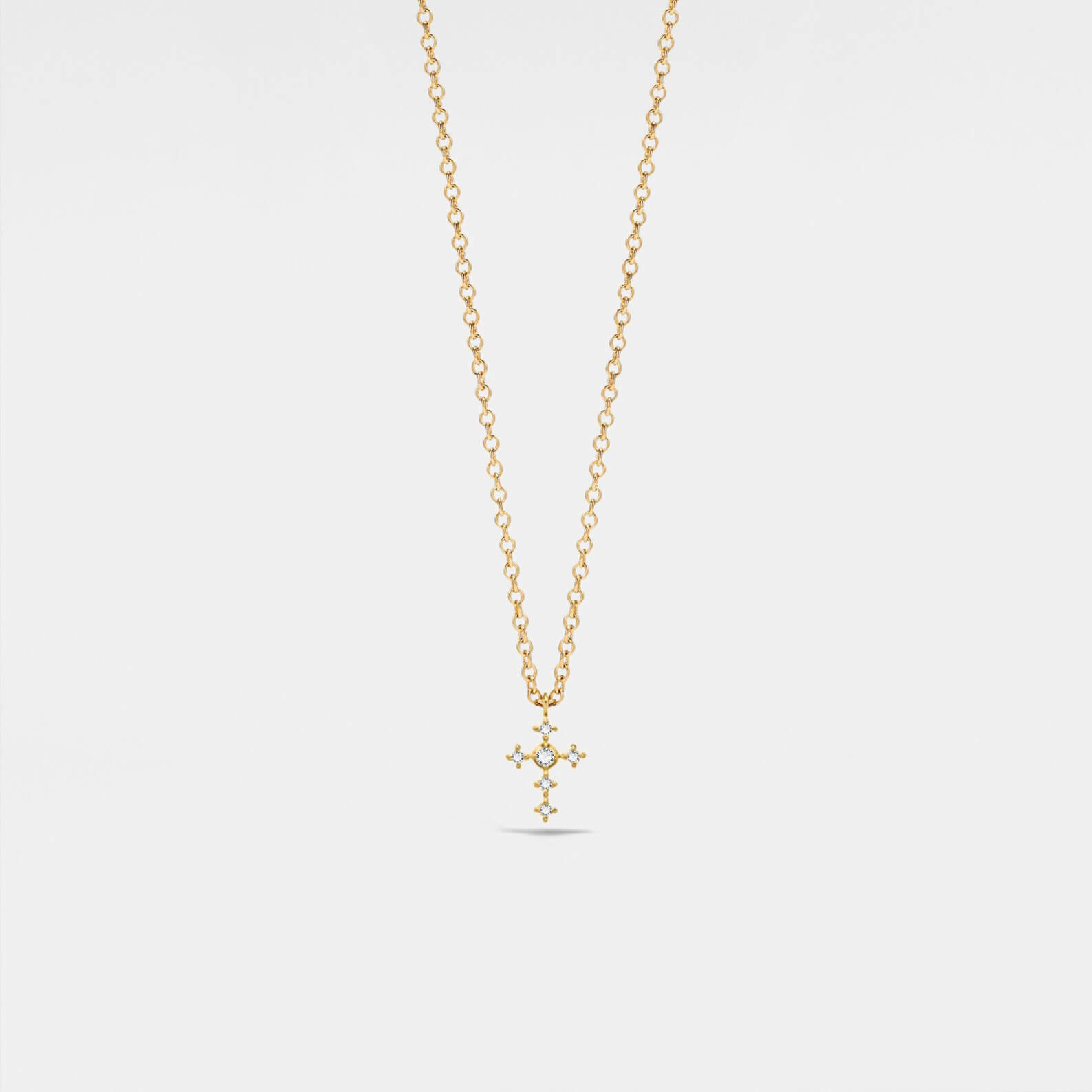 Round Cut Diamond White Gold/Silver/Rose Gold Sterling Silver Cross Necklace