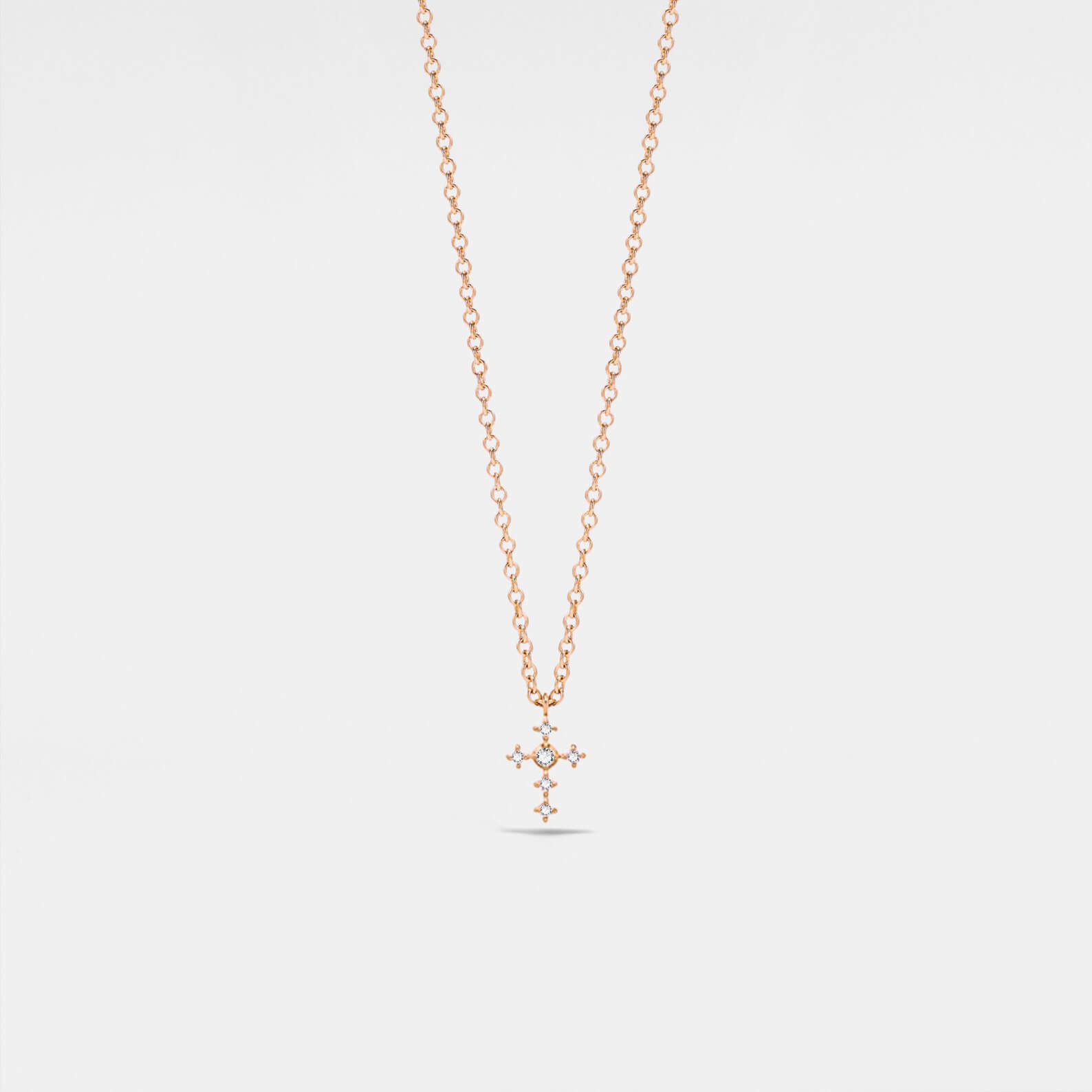 Round Cut Diamond White Gold/Silver/Rose Gold Sterling Silver Cross Necklace