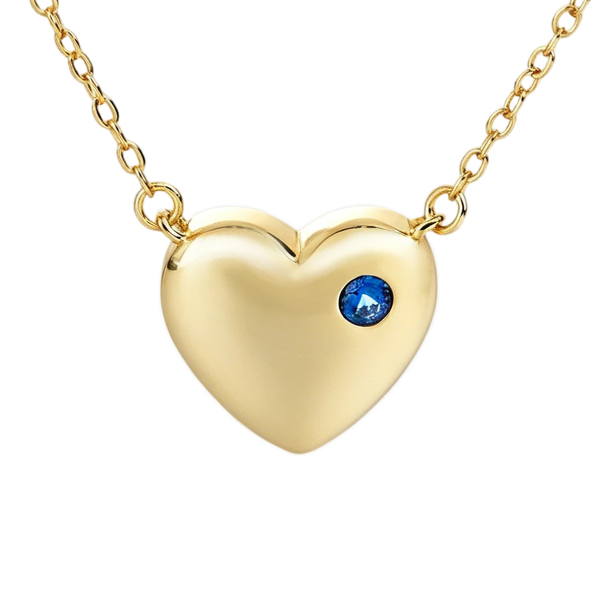 Heart Shape Personalized Birthstone Sterling Silver Yellow Gold Necklace