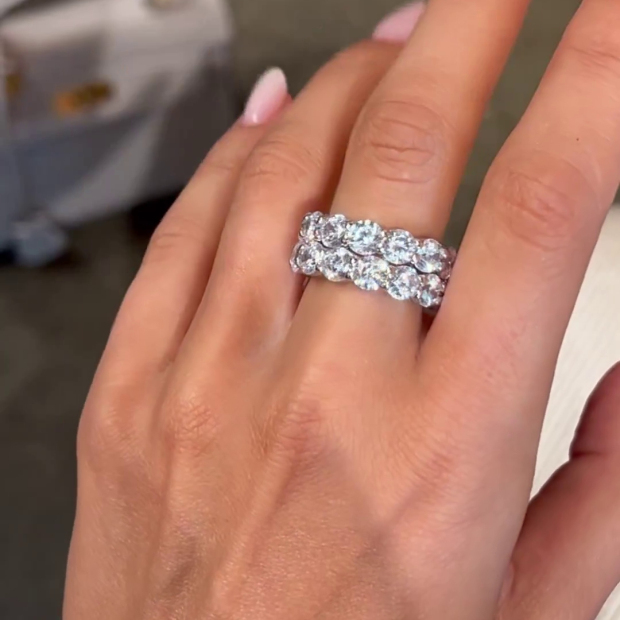 Round Cut Diamond White Classic 925 Sterling Silver Band Ring Set