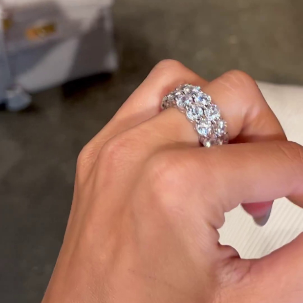 Round Cut Diamond White Classic 925 Sterling Silver Band Ring Set