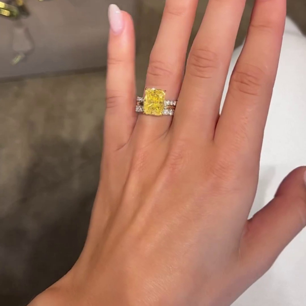 Radiant Cut Citrine Yellow 3-Piece 925 Sterling Silver Ring Set