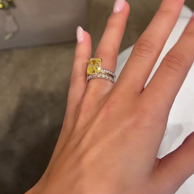 Radiant Cut Citrine Yellow 3-Piece 925 Sterling Silver Ring Set