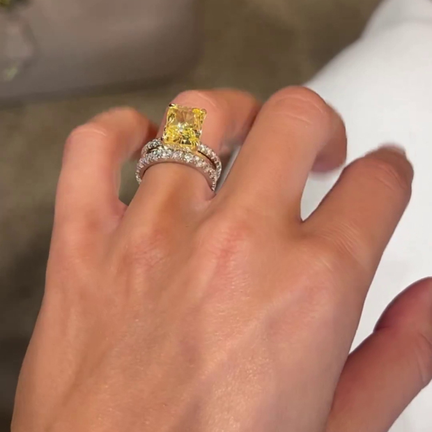 Radiant Cut Citrine Yellow 3-Piece 925 Sterling Silver Ring Set