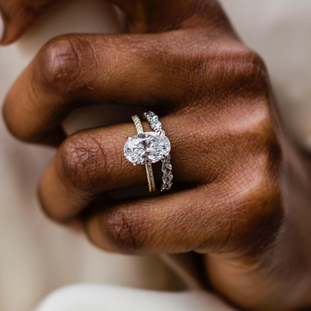 Oval Cut Diamond White Classic Yellow Gold 925 Sterling Silver Ring Set