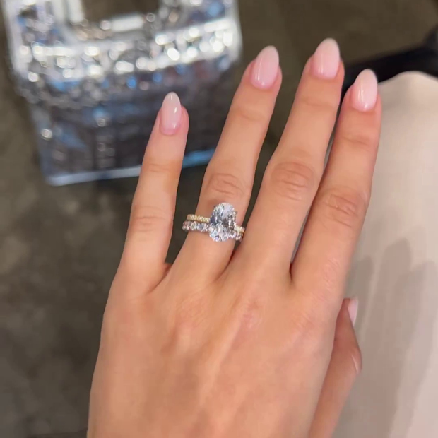 Oval Cut Diamond White Classic Yellow Gold 925 Sterling Silver Ring Set