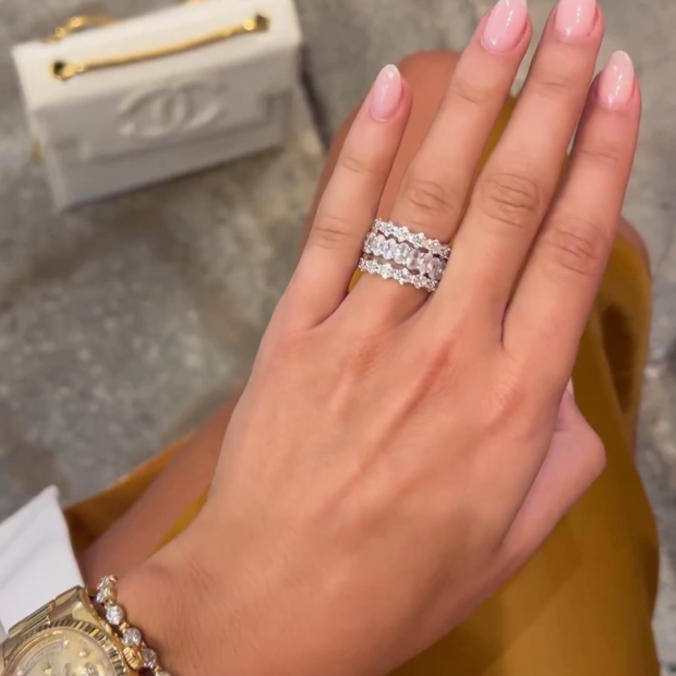 Oval Cut Diamond White 3-Piece 925 Sterling Silver Band Ring Set