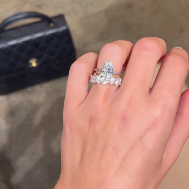 Marquise Cut Diamond White Solitaire 3-Piece 925 Sterling Silver Ring Set