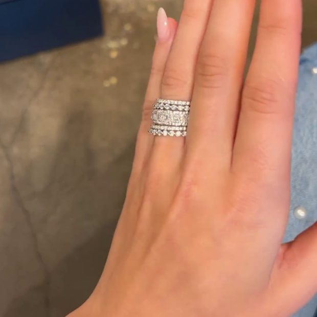 Emerald Cut Diamond White 5-Piece 925 Sterling Silver Band Ring Set