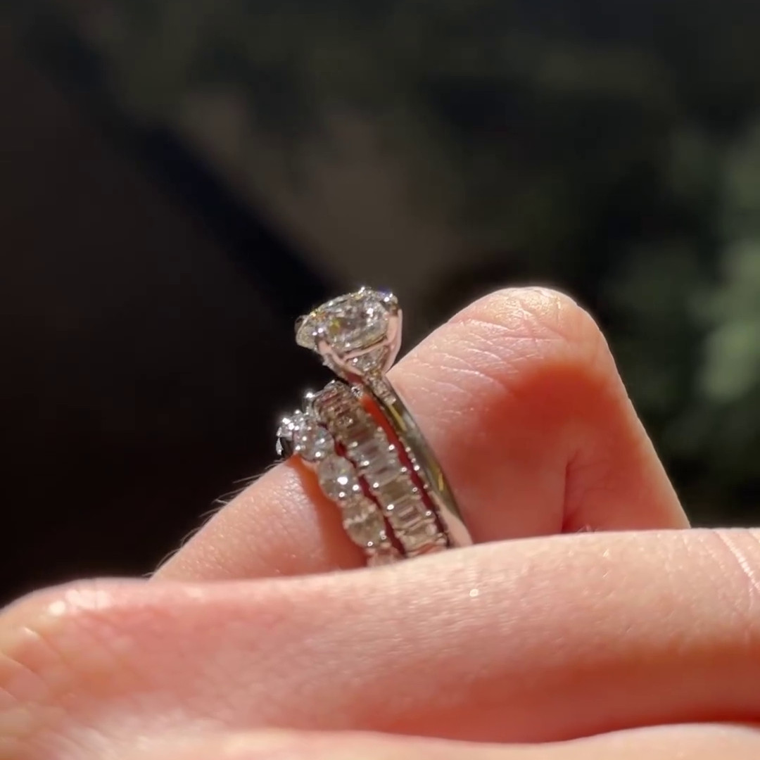 Round Cut Diamond White Solitaire 925 Sterling Silver Classic 3-Piece Ring Set