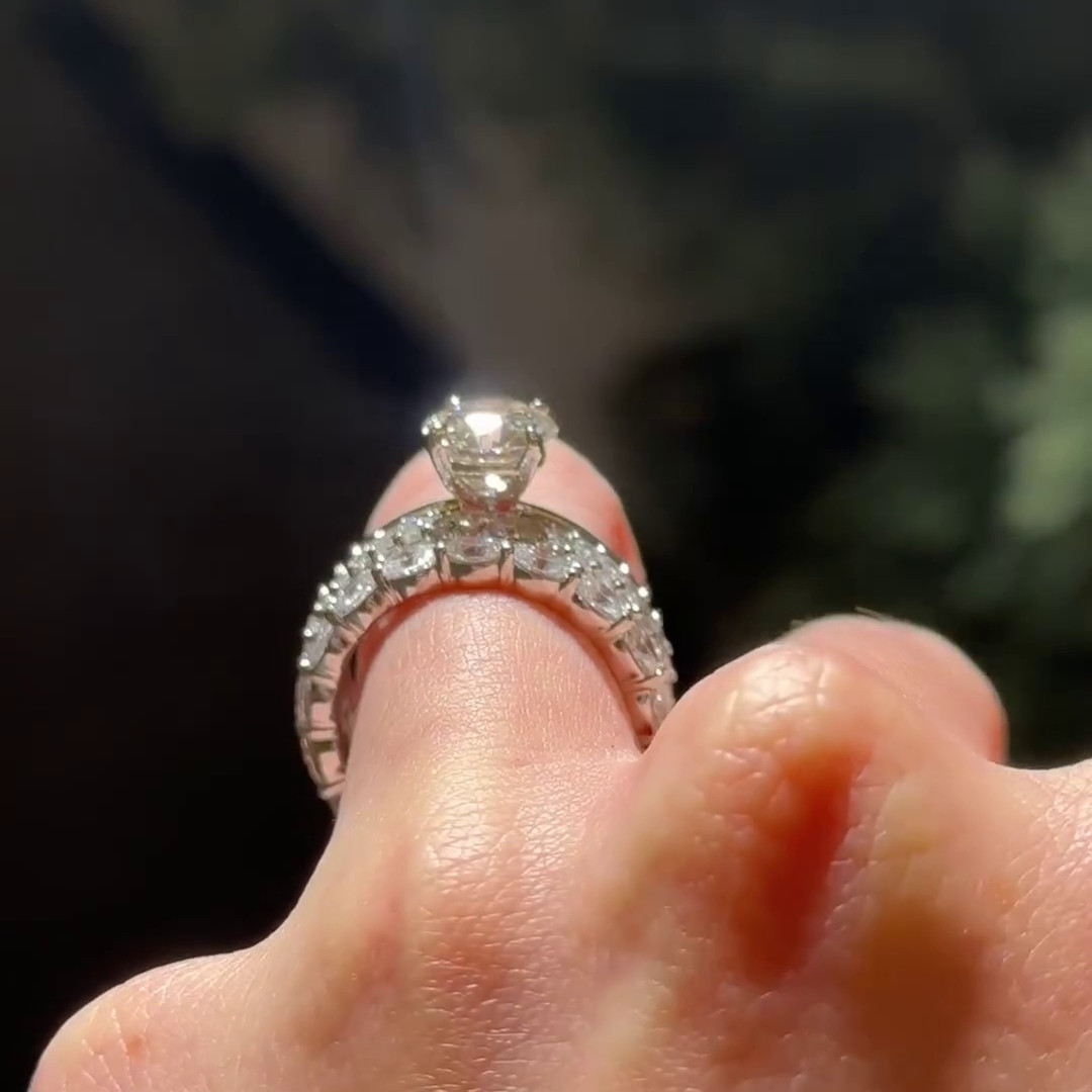 Round Cut Diamond White Solitaire 925 Sterling Silver Classic 3-Piece Ring Set